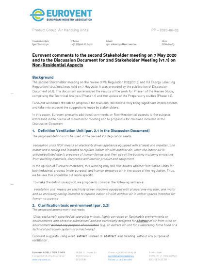 PP - 2020-06-03 - Eurovent comments to 2nd SH - VU Regulation review - NRVU aspects