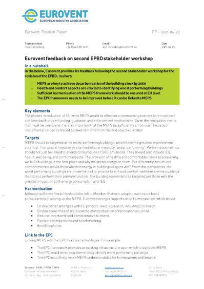PP - 2021-04-23 - Eurovent feedback on second EPBD stakeholder workshop