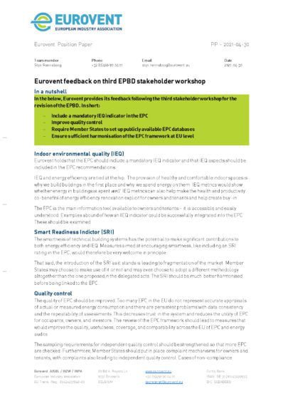 PP - 2021-04-30 - Eurovent feedback on third EPBD stakeholder workshop