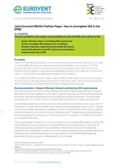 PP - 2021-10-21 - Joint Eurovent REHVA Position Paper on how to strengthen IEQ in the EPBD
