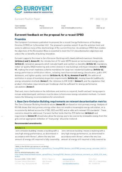 PP - 2022-03-30 - Eurovent feedback on the proposal for a recast EPBD