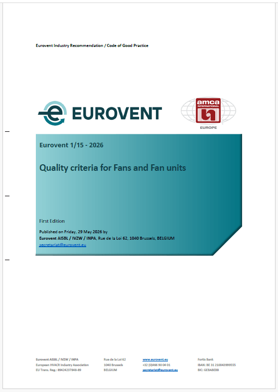 Eurovent 1/15 – 2026: Quality criteria for Fans and Fan units