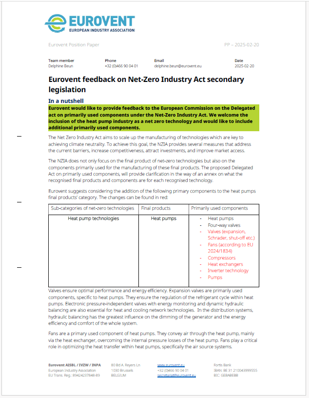 Feedback on delegated act