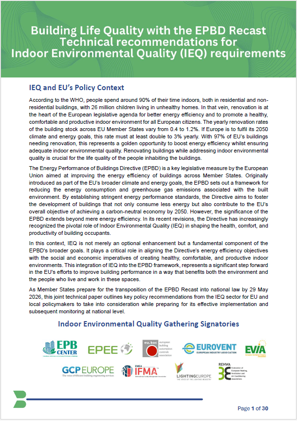 Technical guidance for IEQ implementation